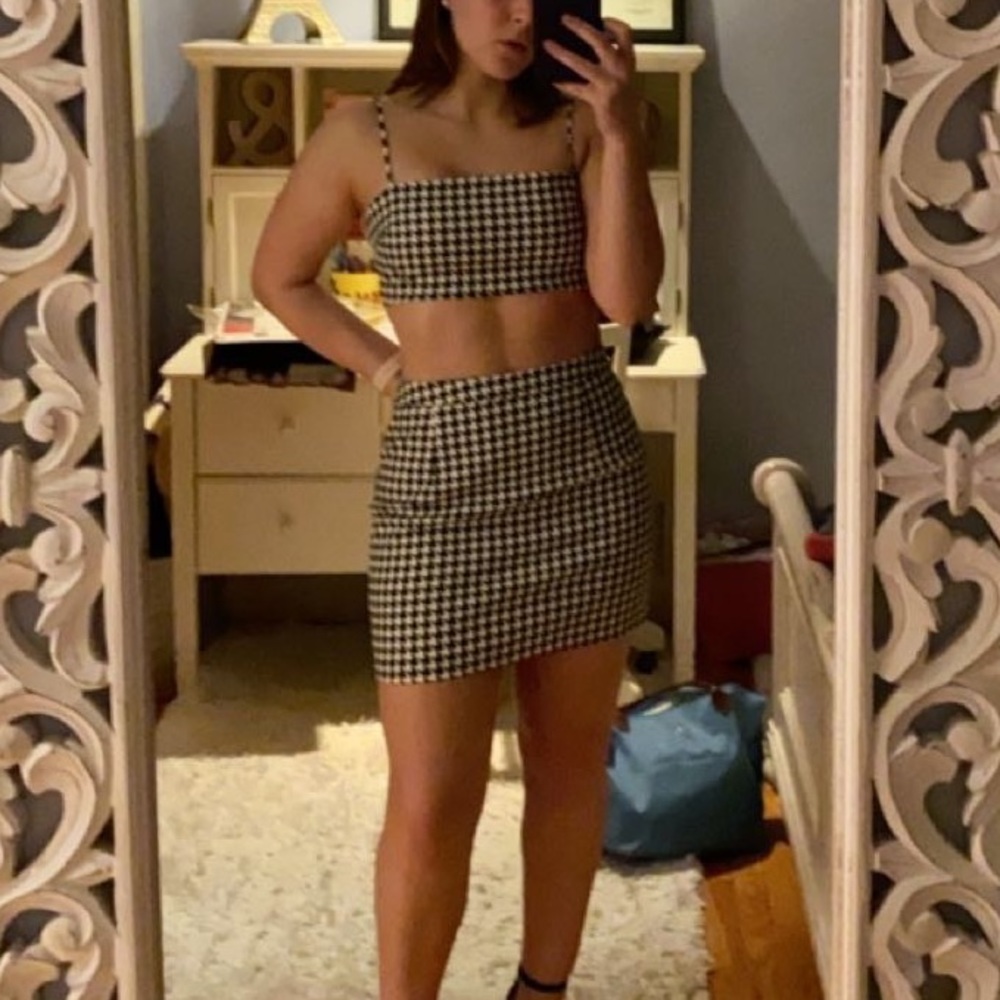 Houndstooth top and skirt set